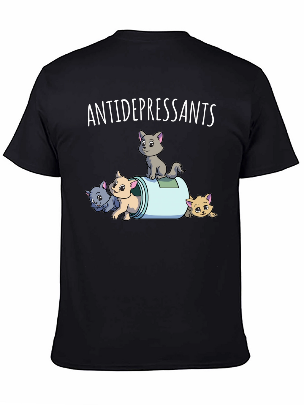 Antidepressants Cats Graphic Tee - Black