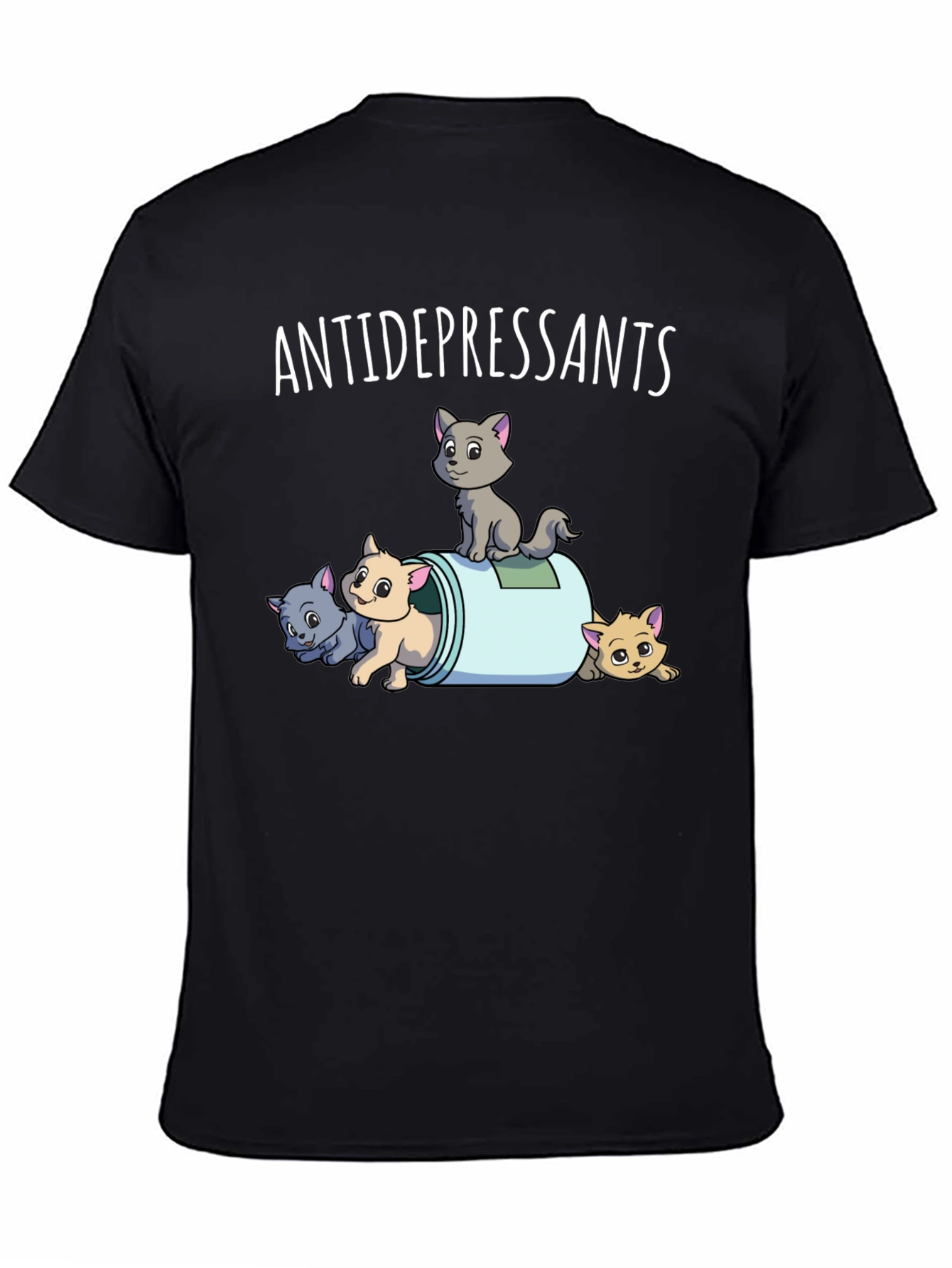 Antidepressants Cats Graphic Tee - Black