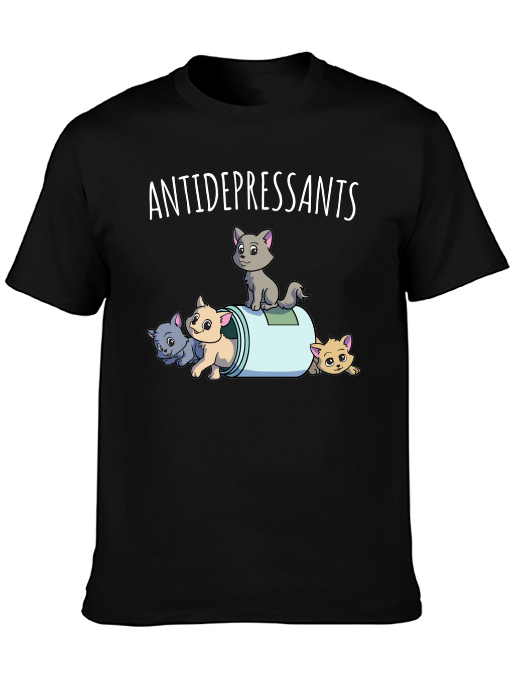 Antidepressants Cats Graphic Tee - Black