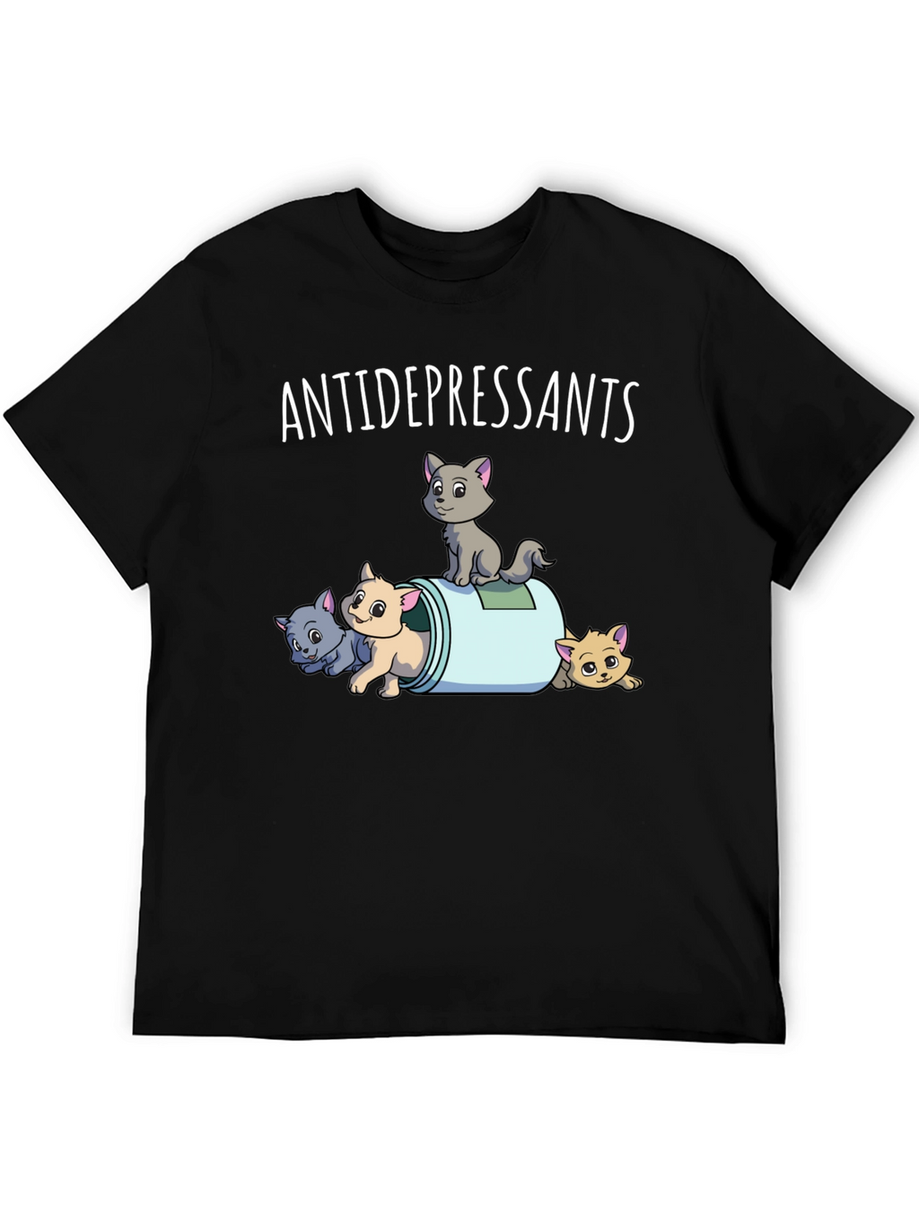 Antidepressants Cats Graphic Tee - Black