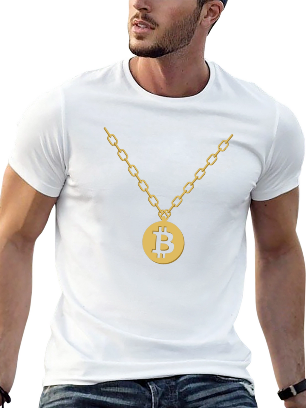 Bitcoin Gold Chain Graphic T-Shirt