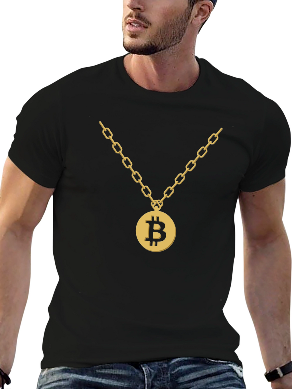 Bitcoin Gold Chain Graphic T-Shirt