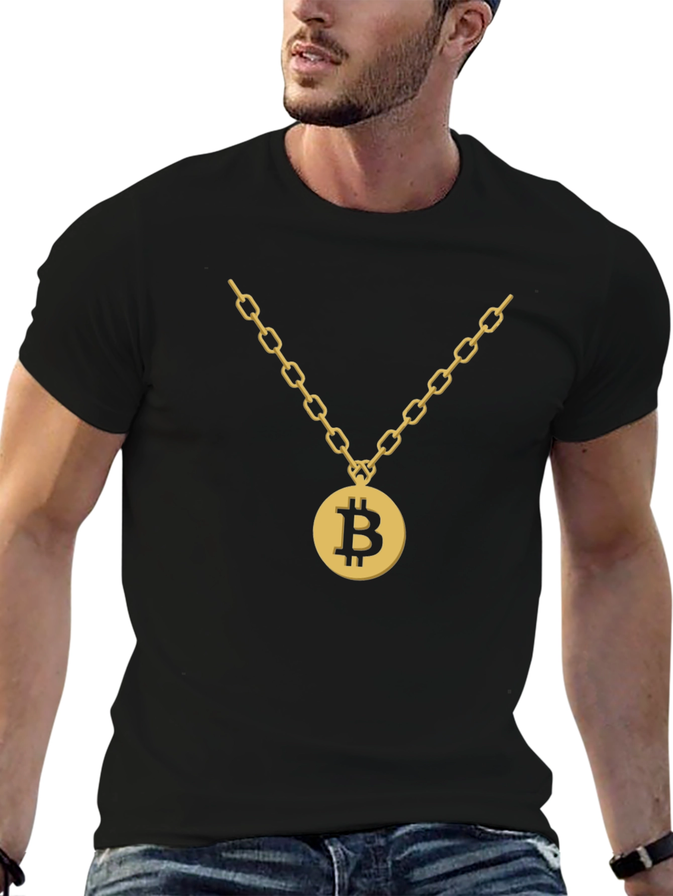 Bitcoin Gold Chain Graphic T-Shirt
