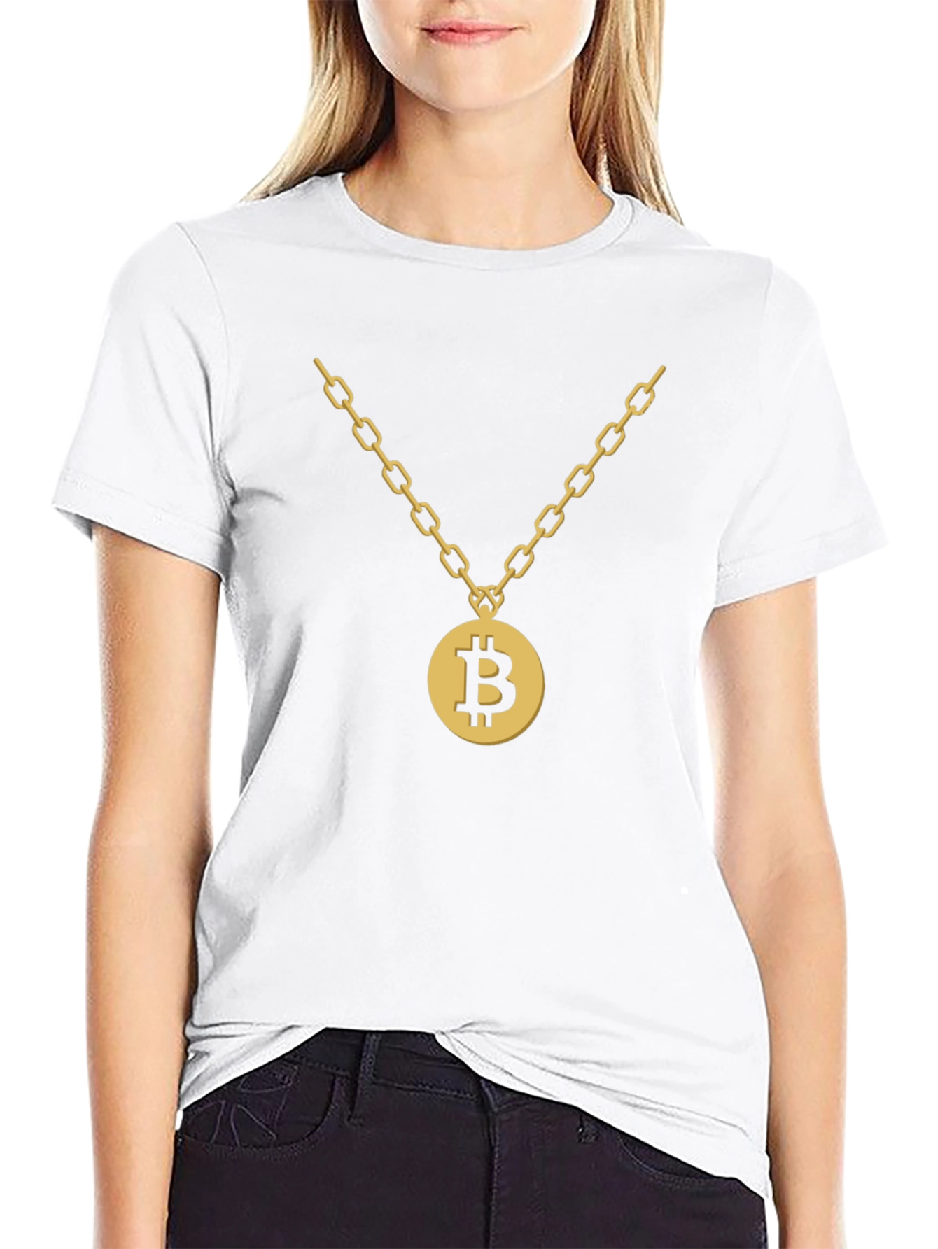 Bitcoin Gold Chain Graphic T-Shirt