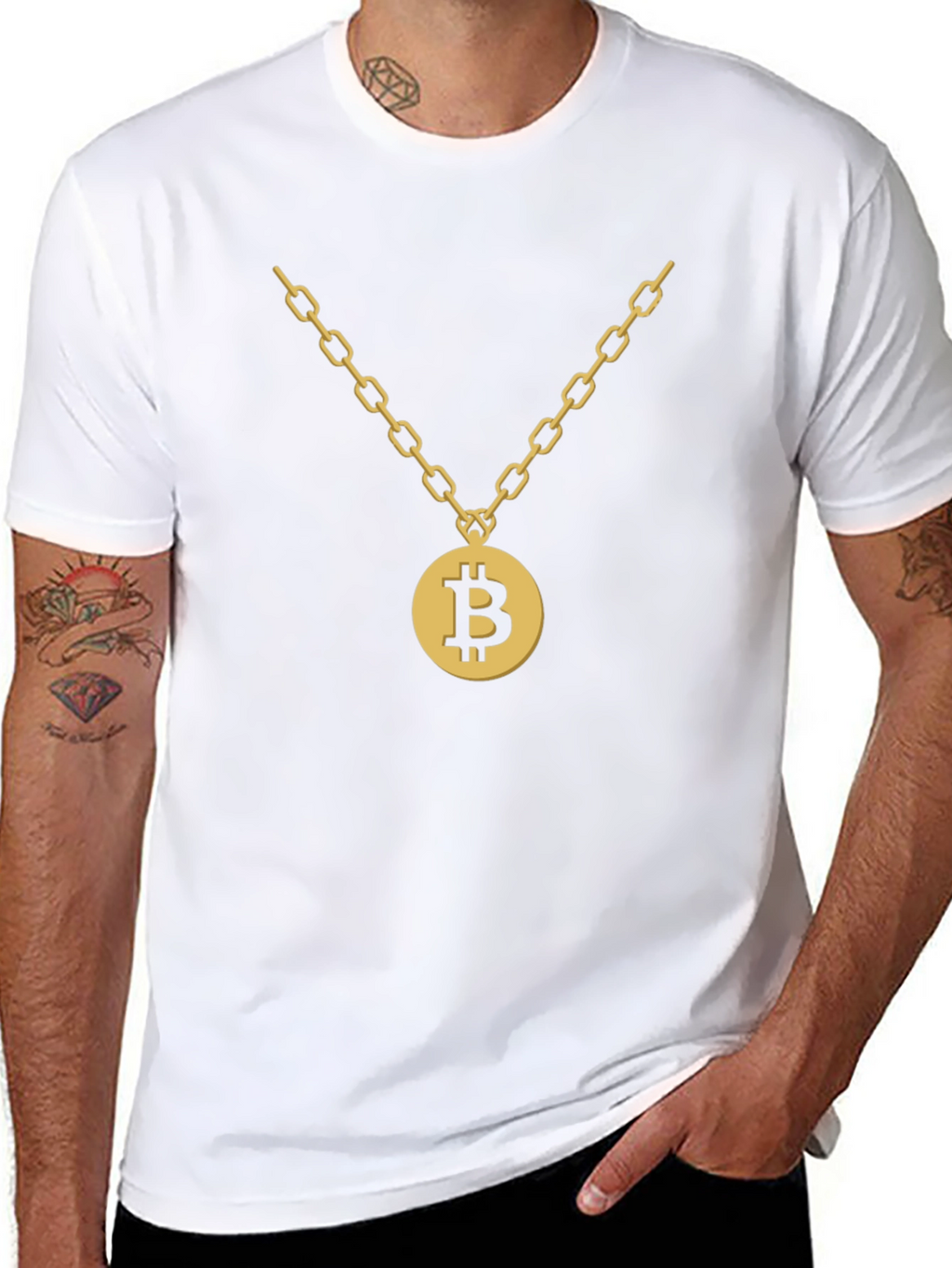 Bitcoin Gold Chain Graphic T-Shirt