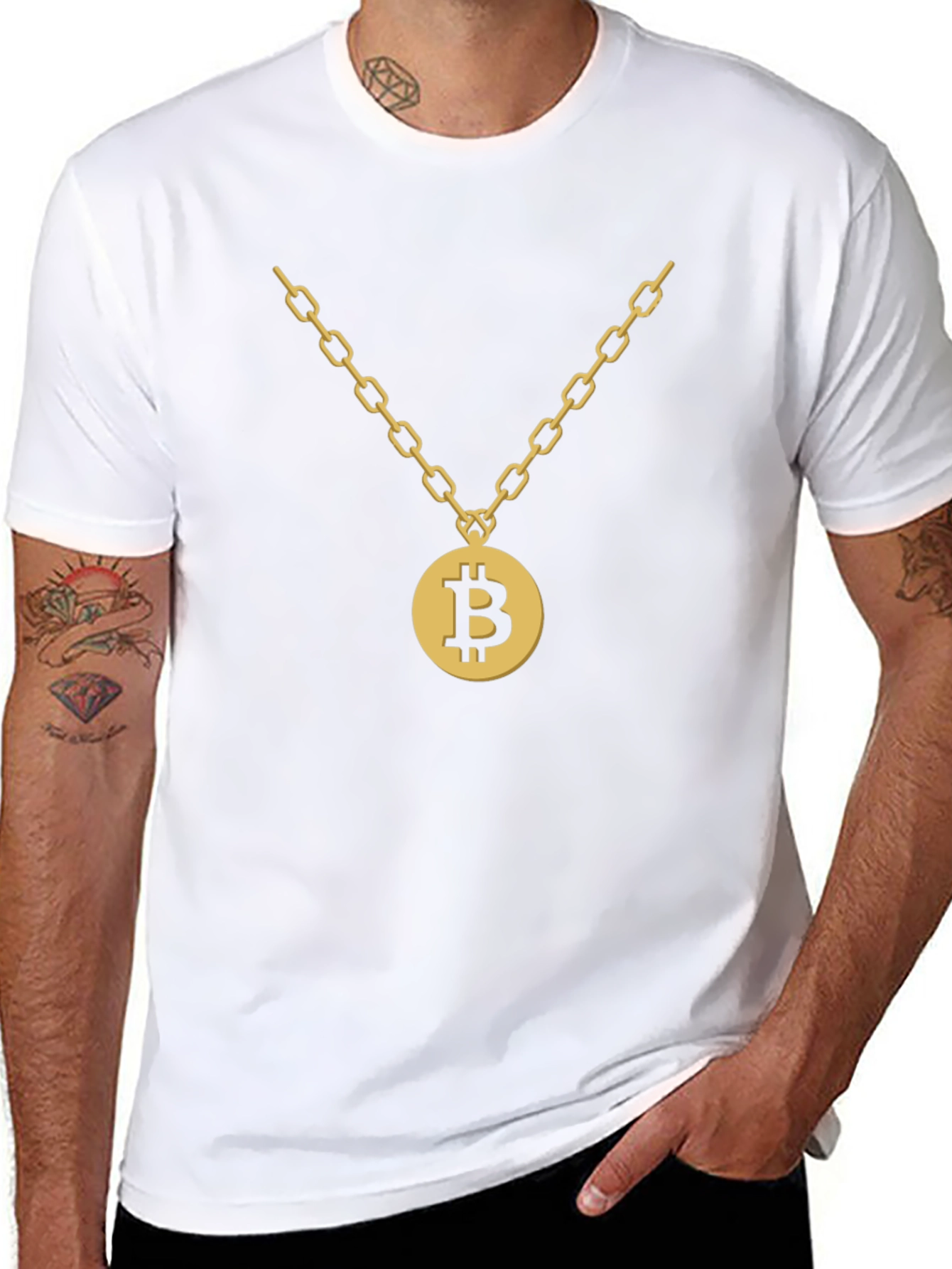 Bitcoin Gold Chain Graphic T-Shirt