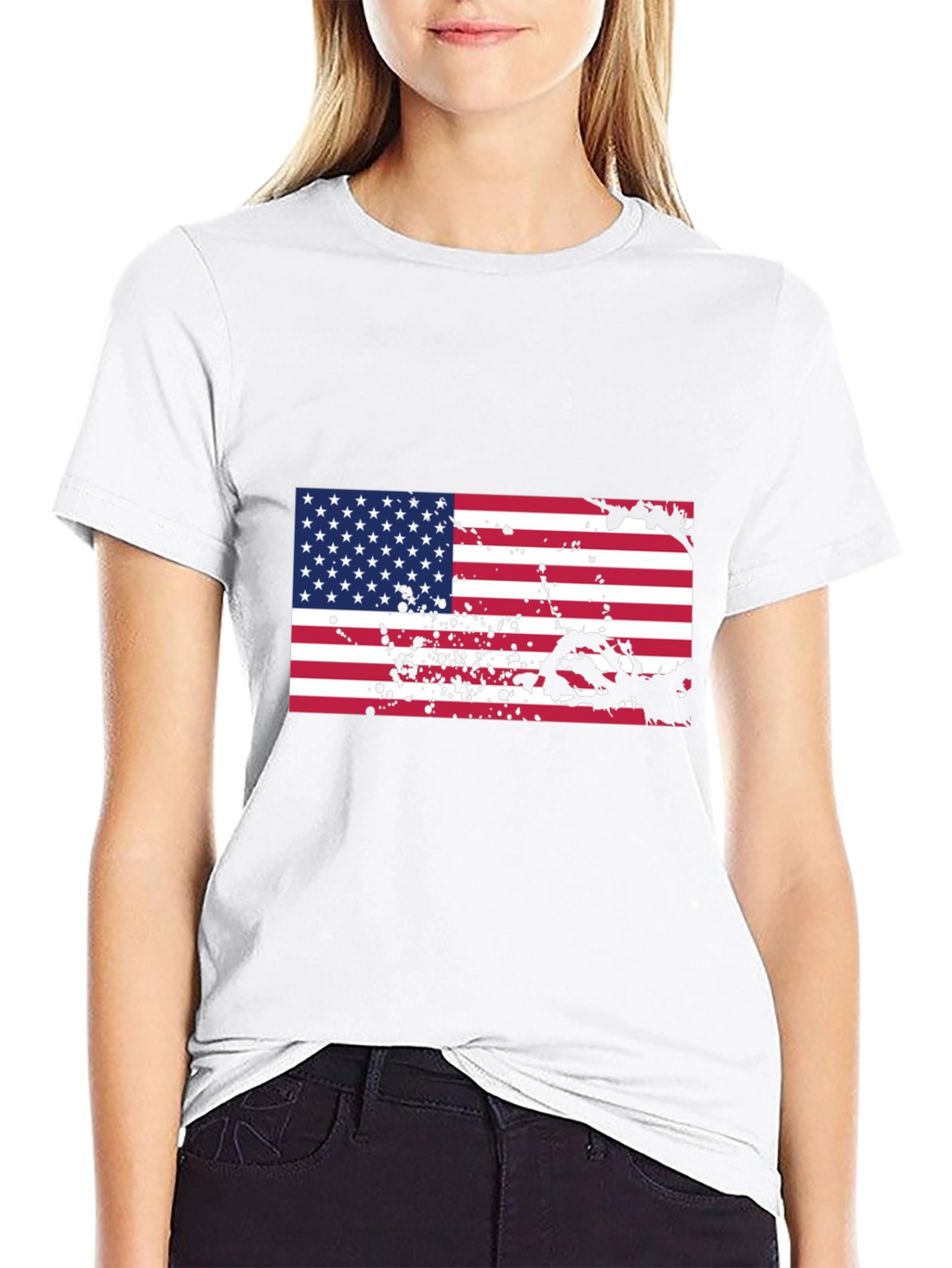 American Flag Splatter Graphic T-Shirt