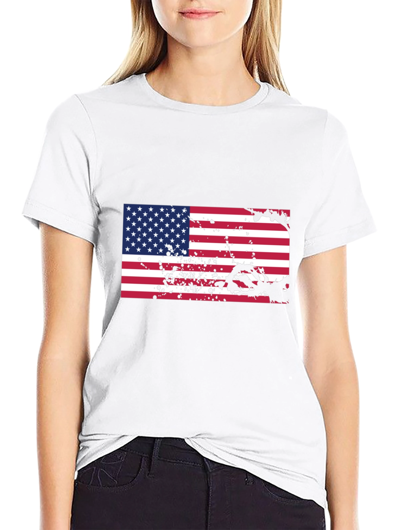 American Flag Splatter Graphic T-Shirt