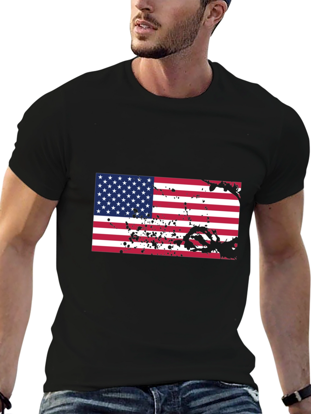 American Flag Splatter Graphic T-Shirt
