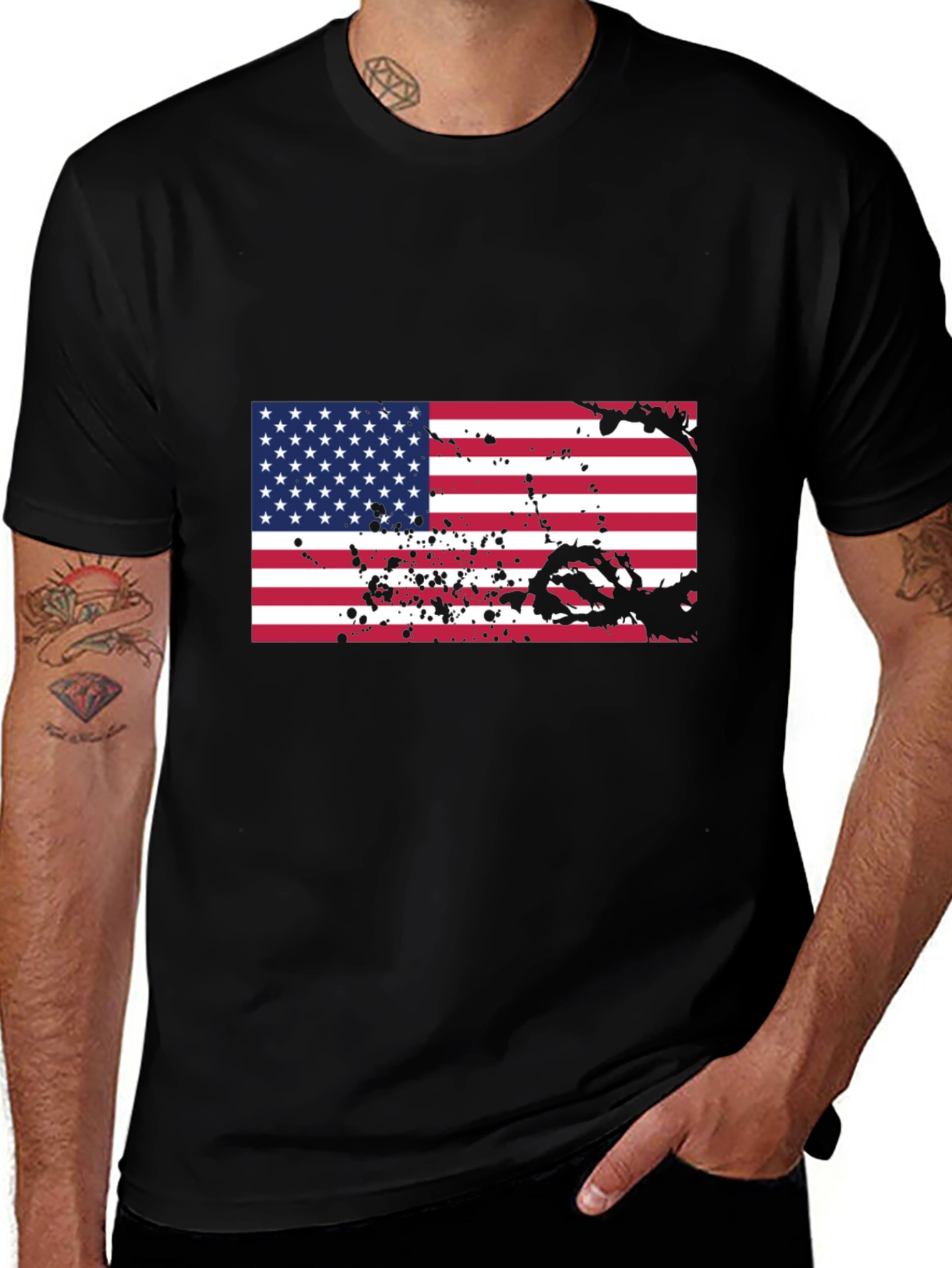 American Flag Splatter Graphic T-Shirt