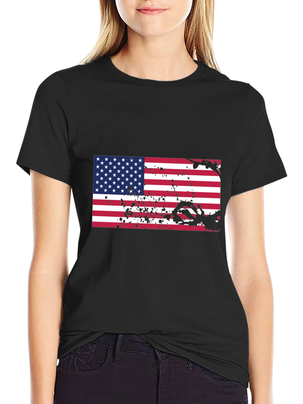 American Flag Splatter Graphic T-Shirt