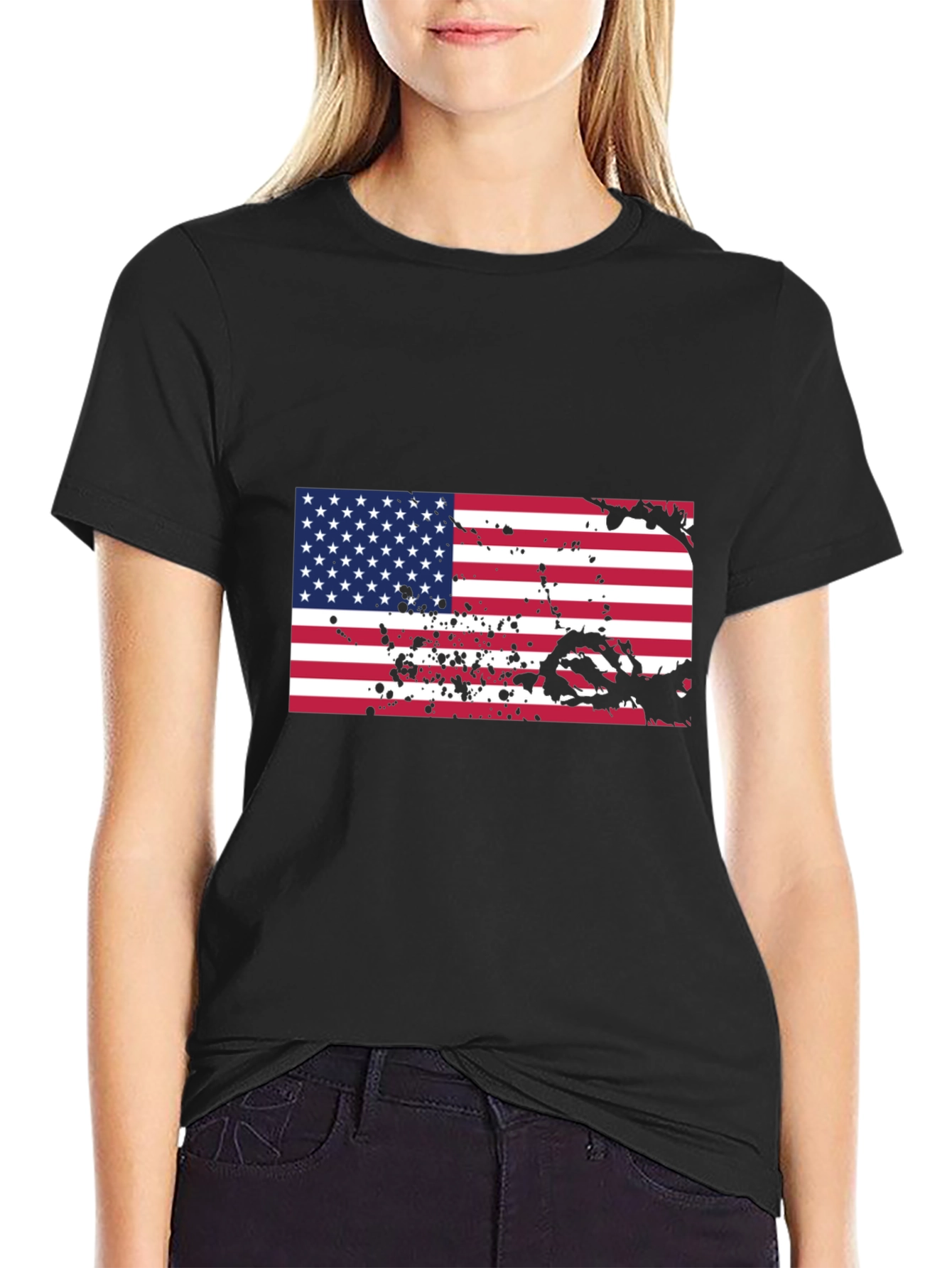 American Flag Splatter Graphic T-Shirt