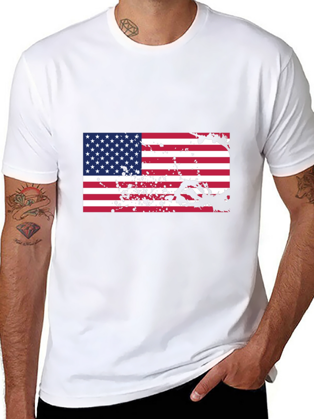 American Flag Splatter Graphic T-Shirt