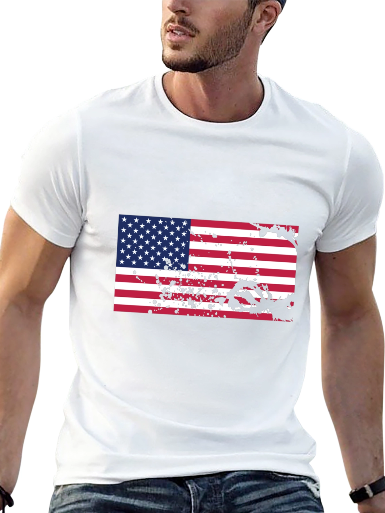 American Flag Splatter Graphic T-Shirt