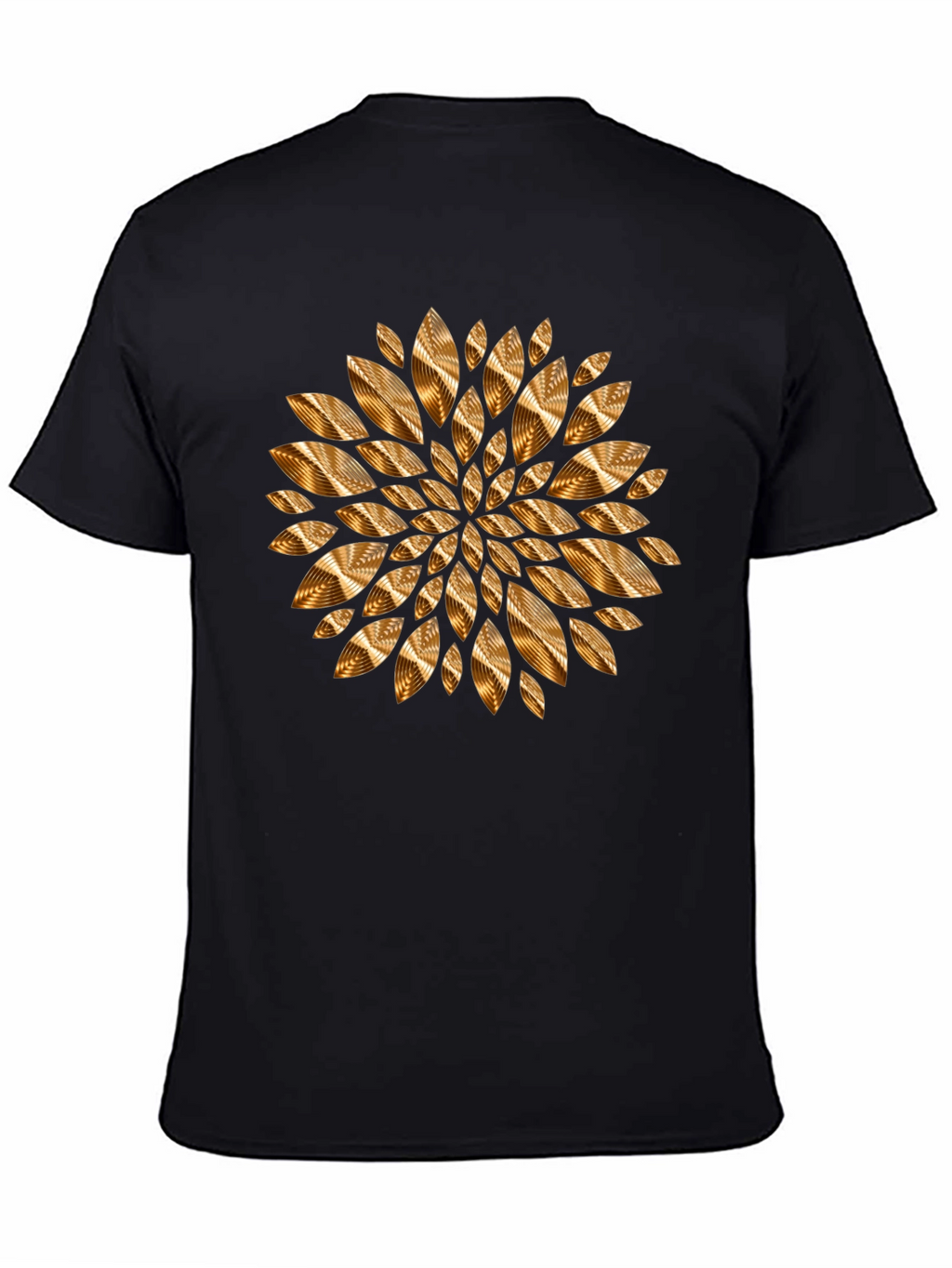 Abstract Golden Floral Mens Black Tee