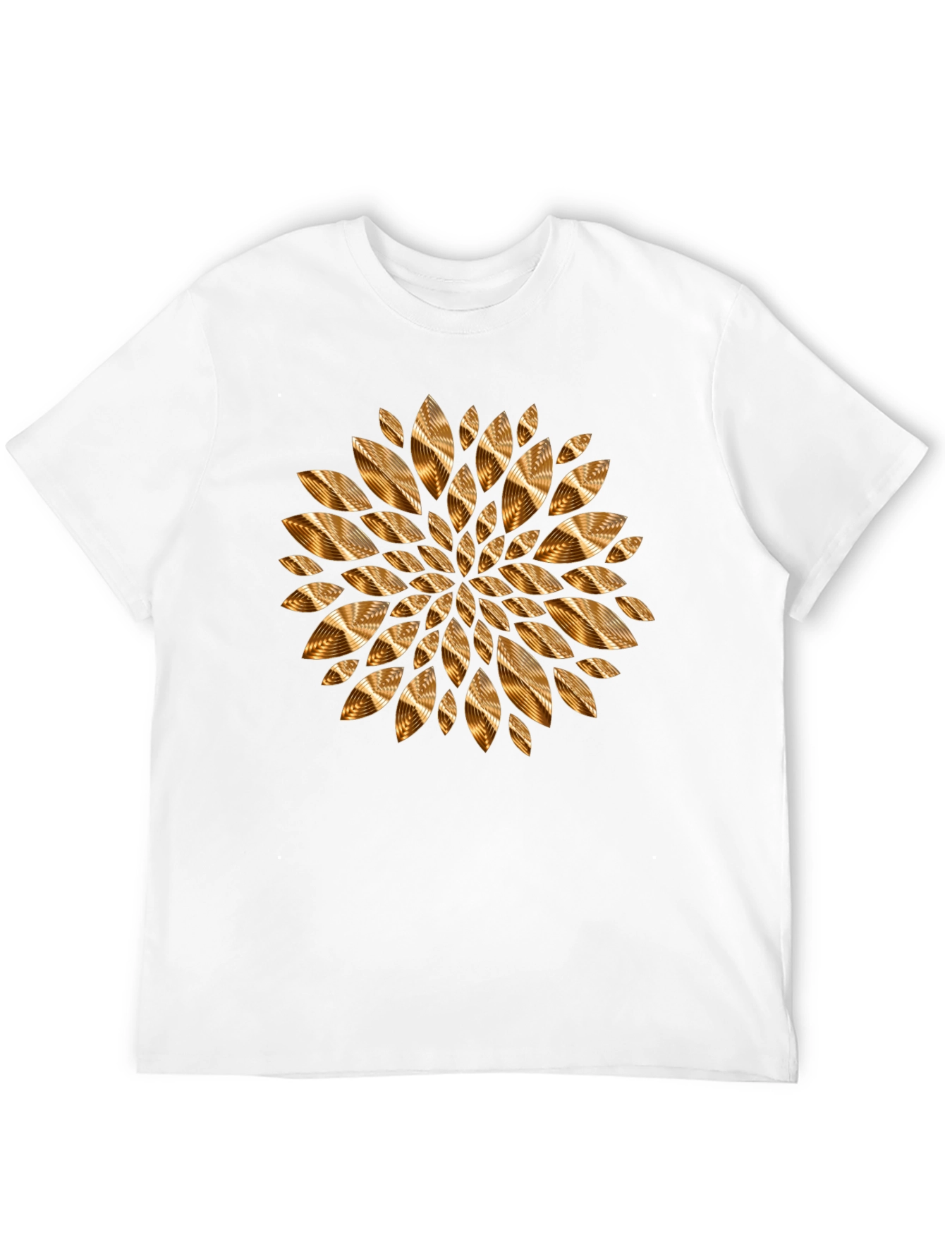 Abstract Golden Floral Mens Black Tee