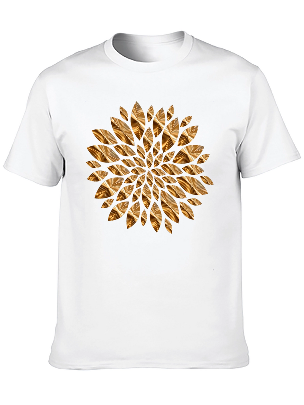Abstract Golden Floral Mens Black Tee