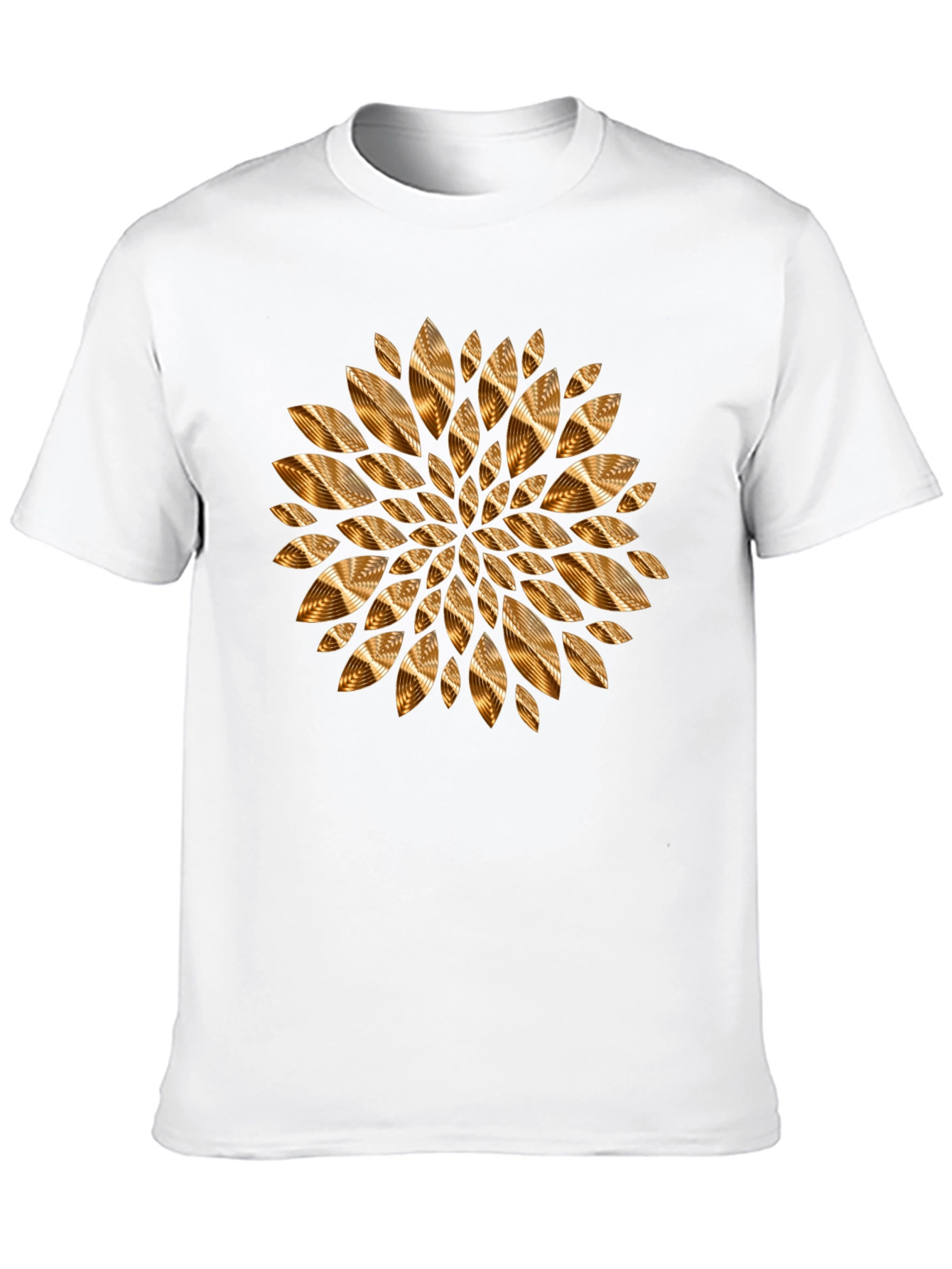 Abstract Golden Floral Mens Black Tee
