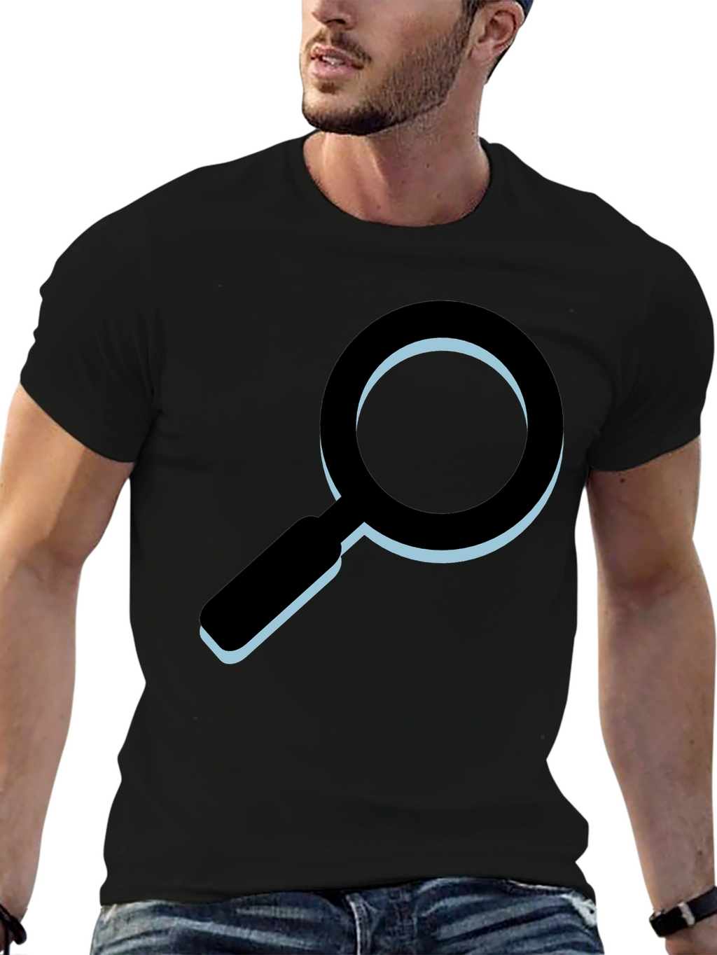 Black Magnifying Glass Graphic T-Shirt
