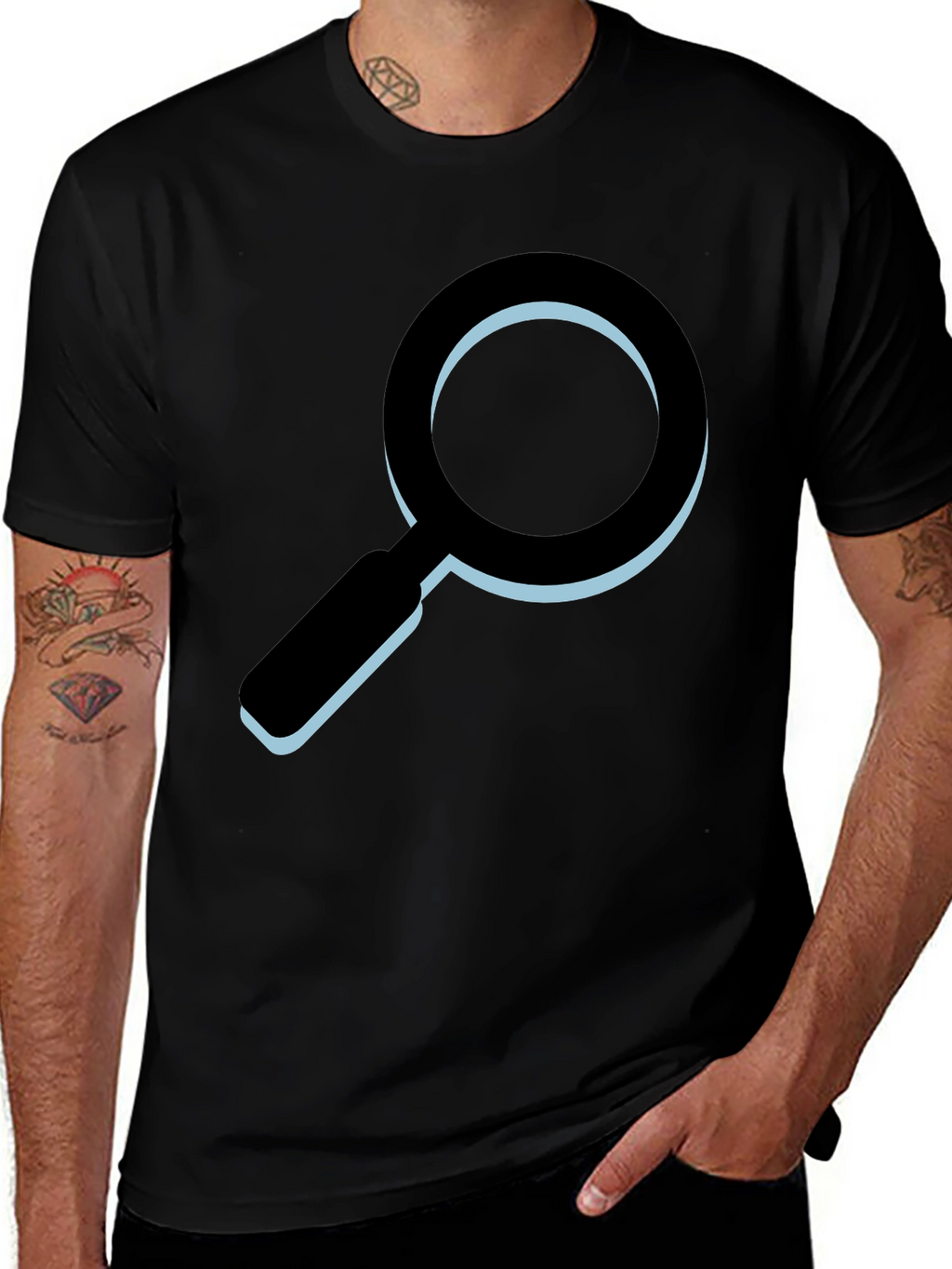 Black Magnifying Glass Graphic T-Shirt