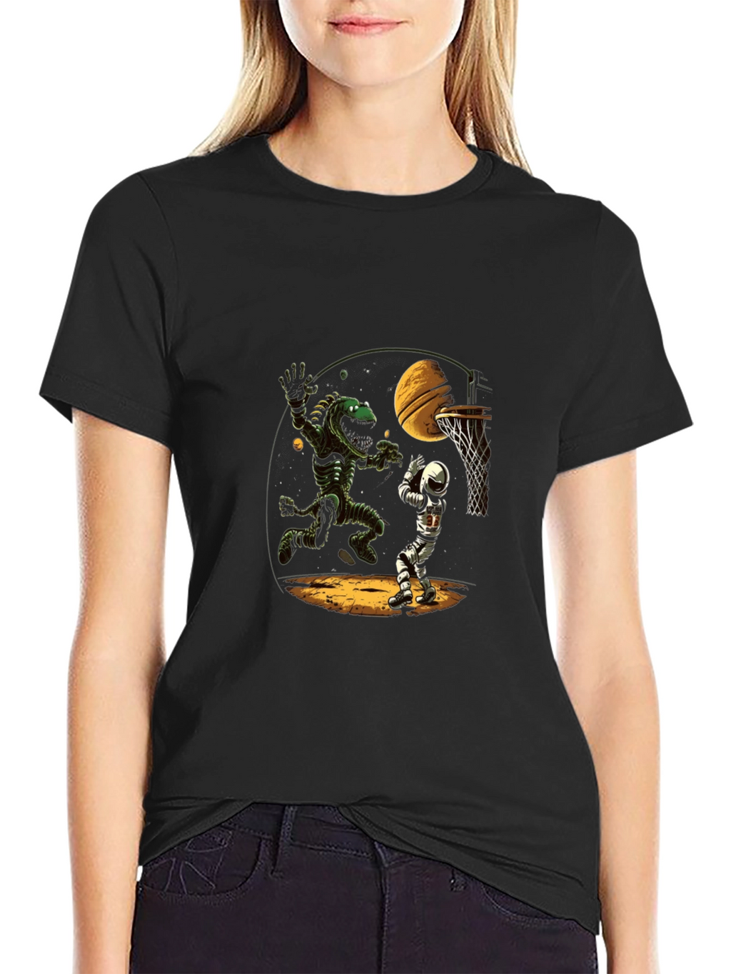 Alien vs. Astronaut Basketball T-Shirt