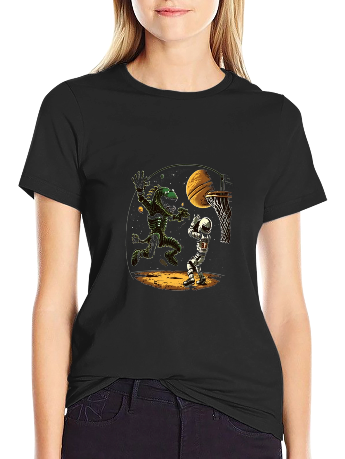 Alien vs. Astronaut Basketball T-Shirt