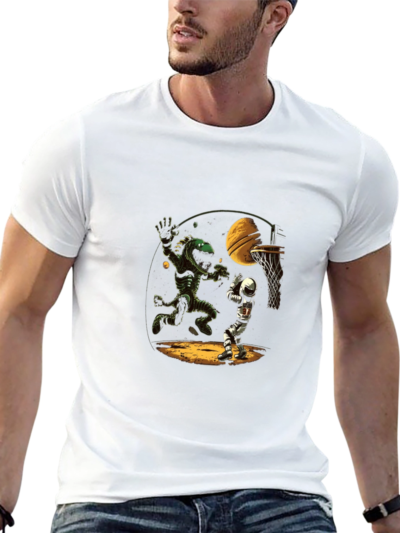 Alien vs. Astronaut Basketball T-Shirt