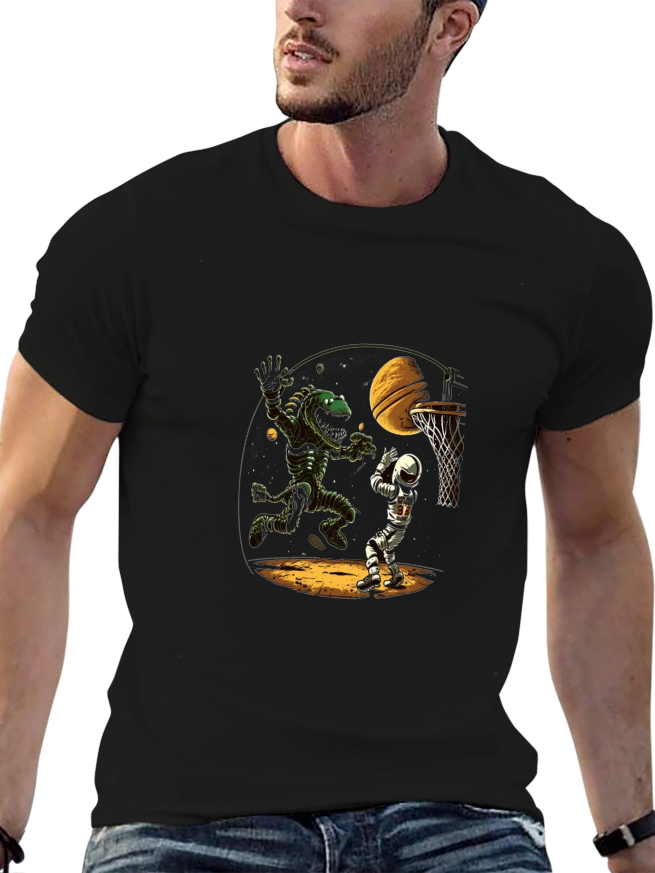 Alien vs. Astronaut Basketball T-Shirt