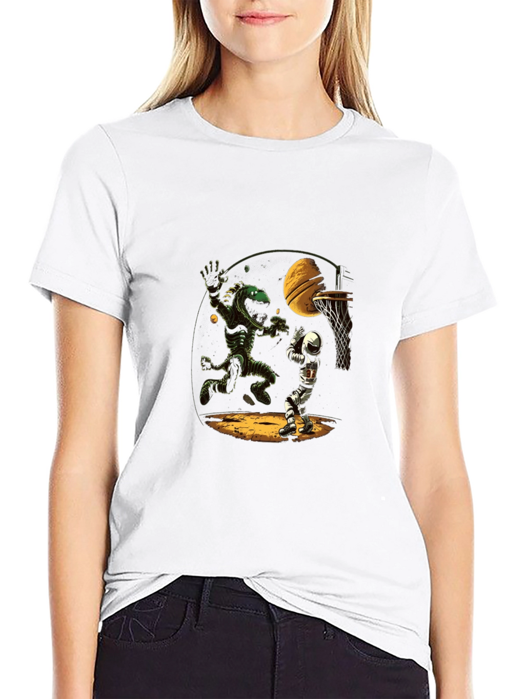 Alien vs. Astronaut Basketball T-Shirt