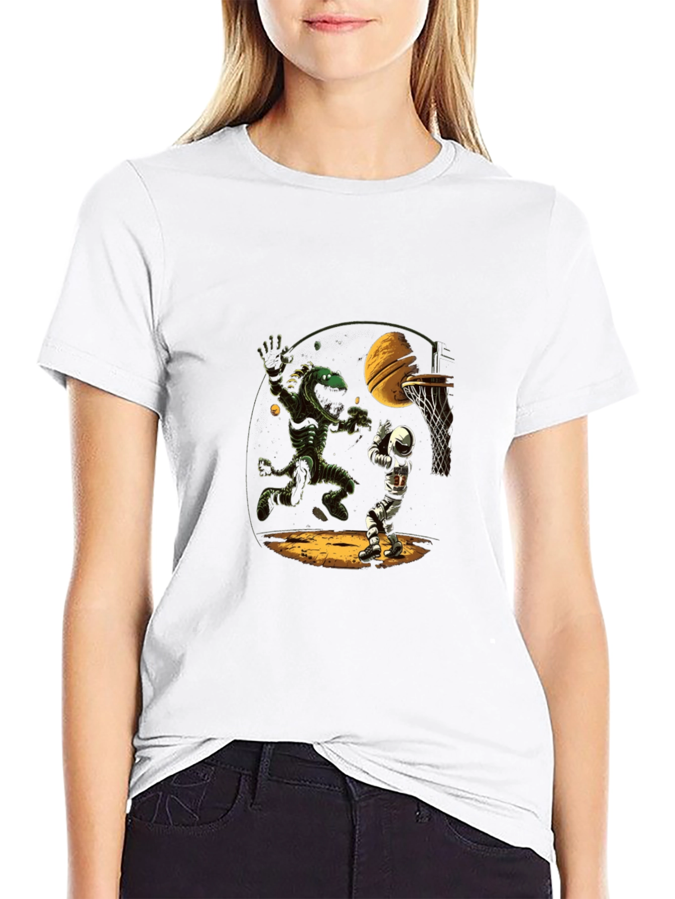Alien vs. Astronaut Basketball T-Shirt