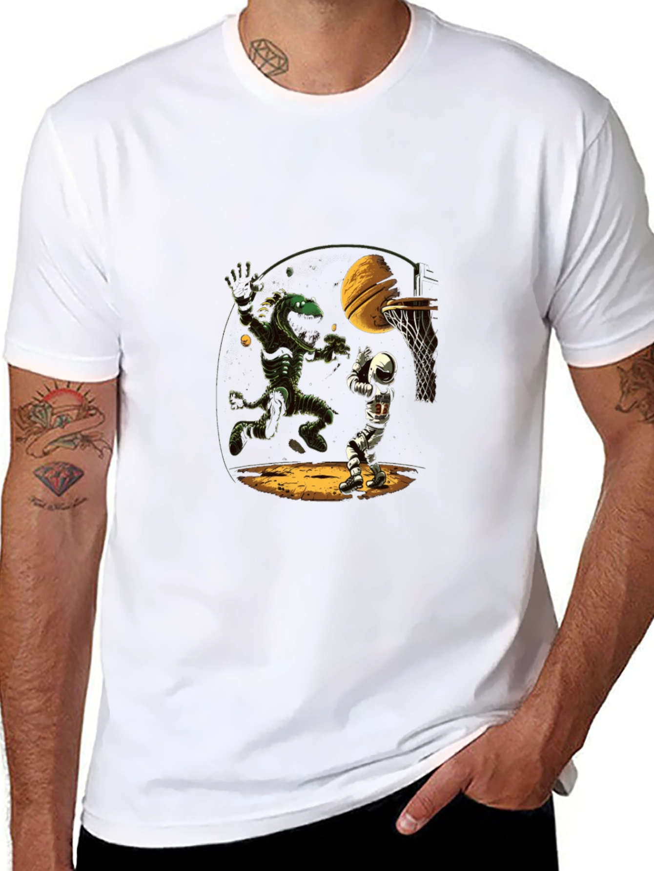 Alien vs. Astronaut Basketball T-Shirt