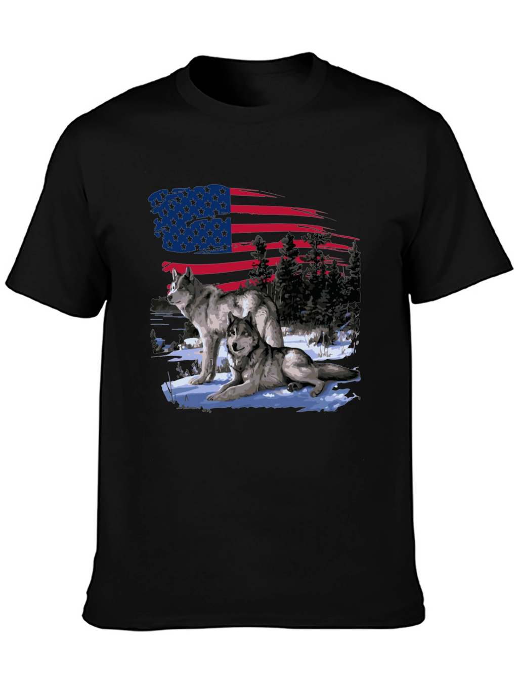 American Pride Wolf Graphic T-Shirt