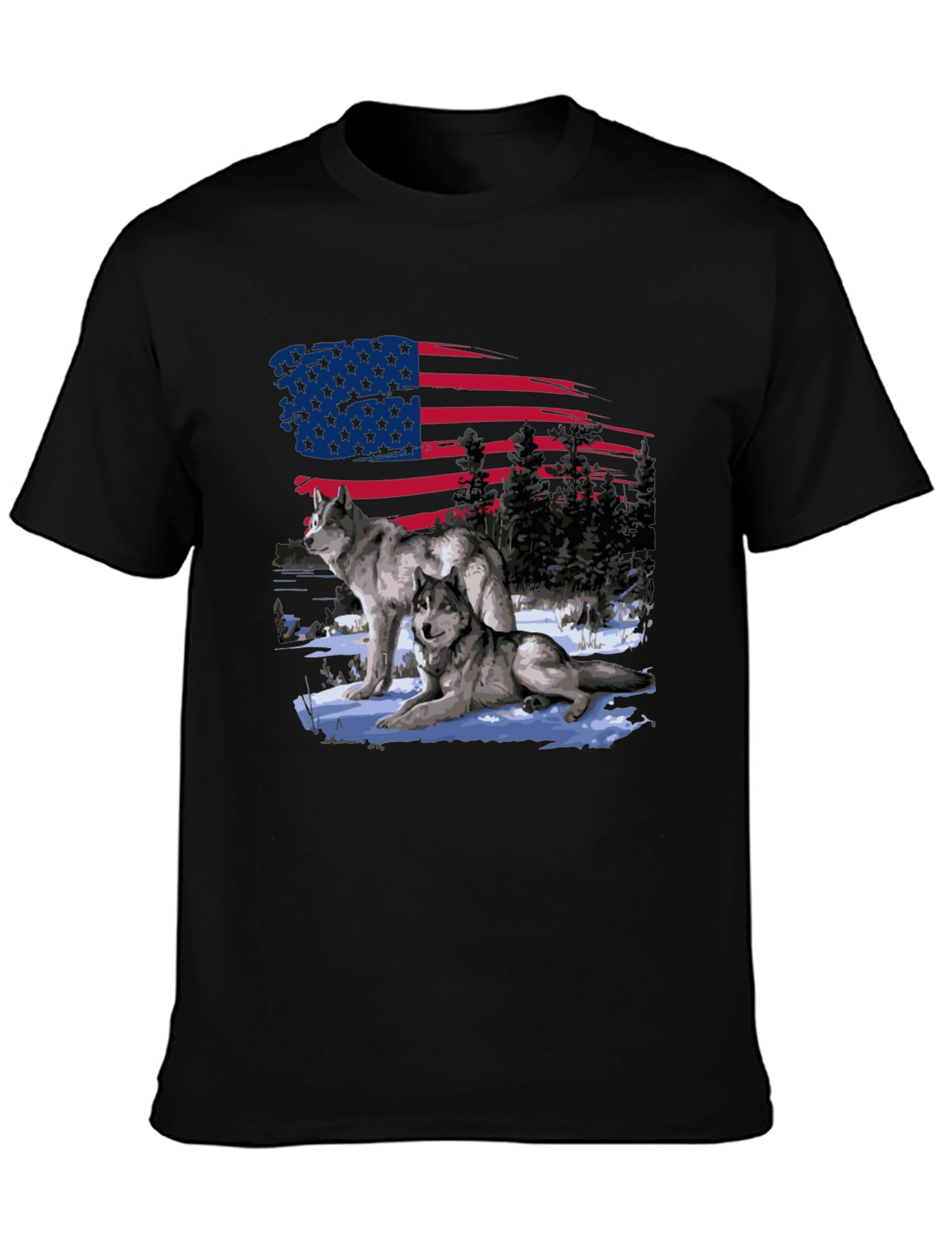 American Pride Wolf Graphic T-Shirt