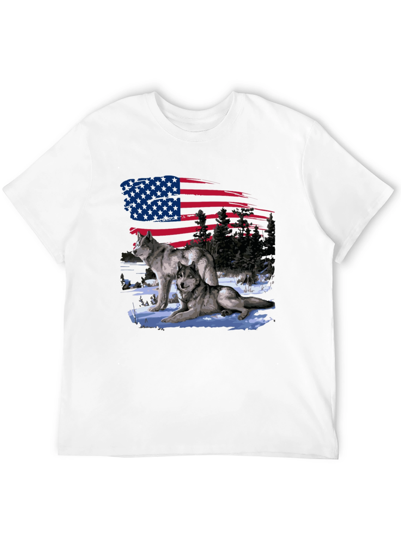 American Pride Wolf Graphic T-Shirt