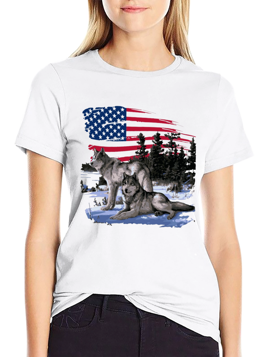 American Pride Wolf Graphic T-Shirt