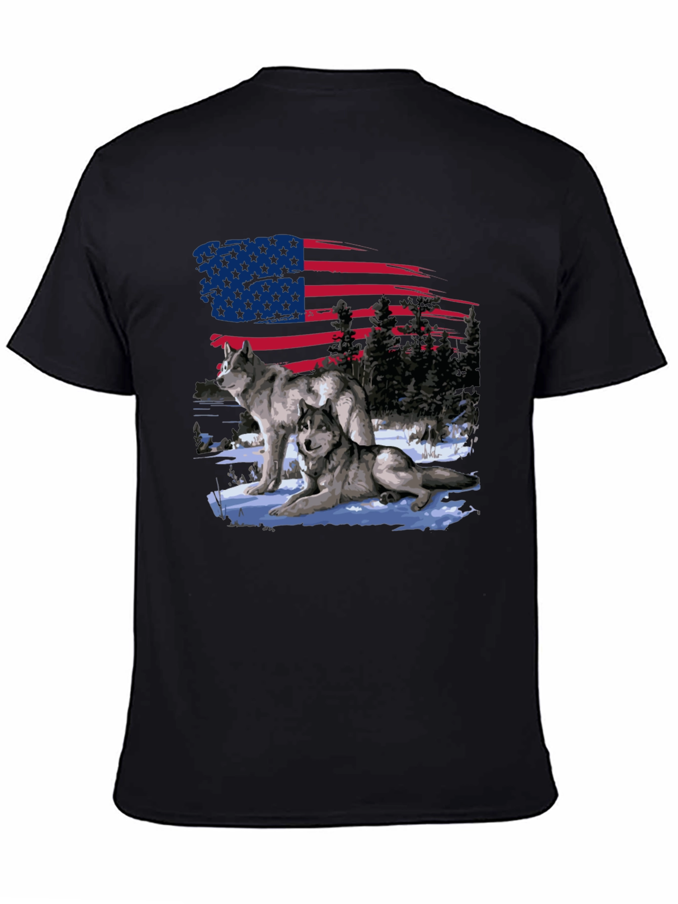 American Pride Wolf Graphic T-Shirt
