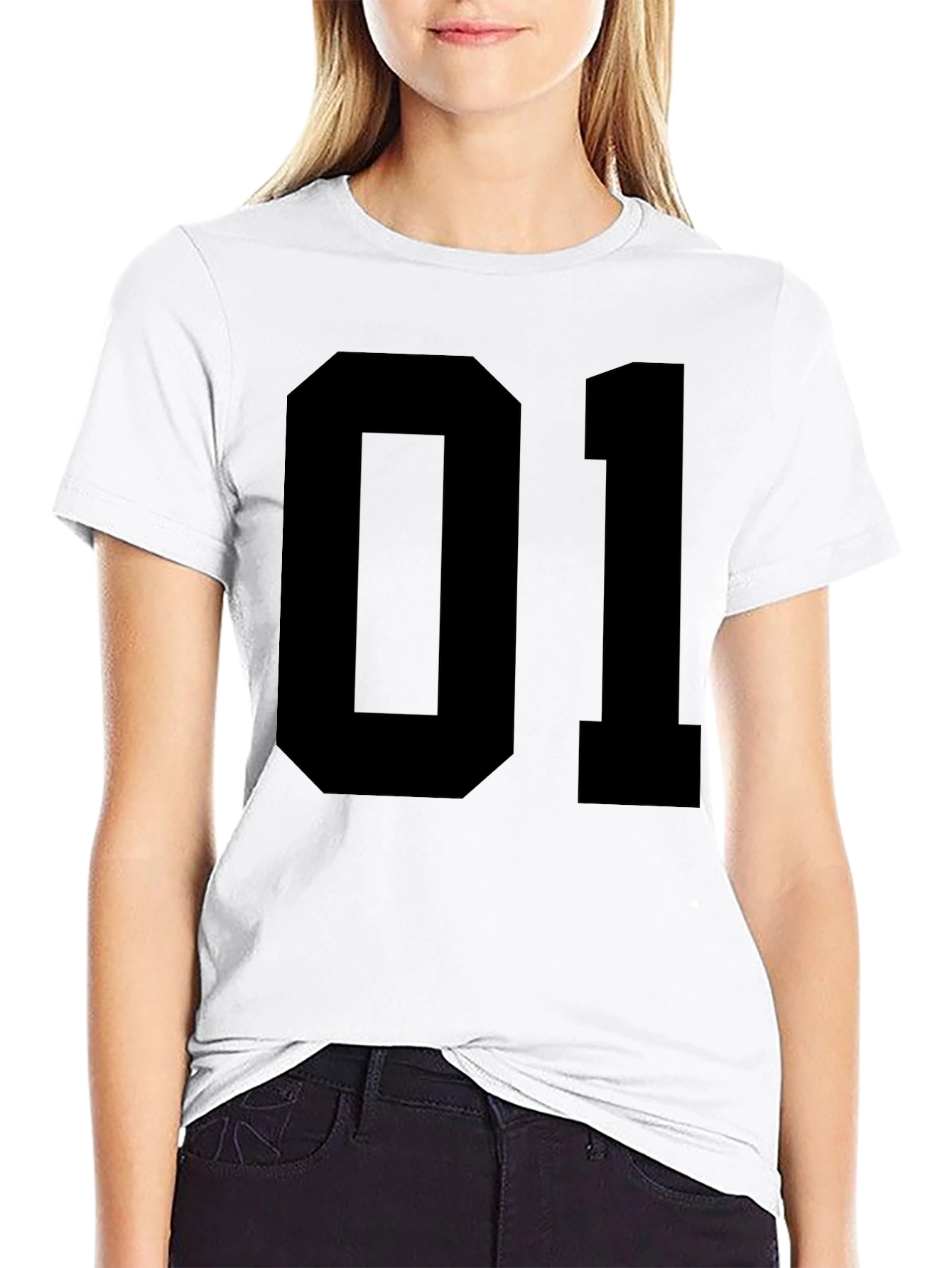 Black T-Shirt with Bold 01 Graphic