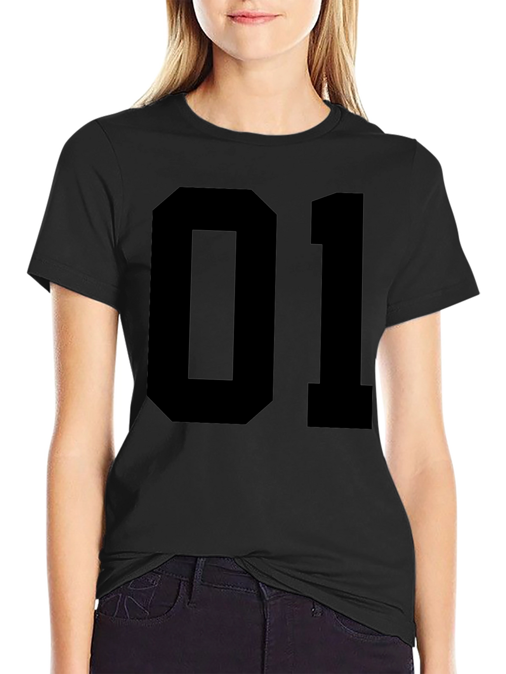Black T-Shirt with Bold 01 Graphic