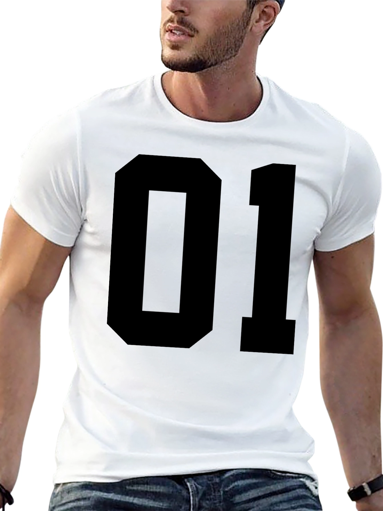 Black T-Shirt with Bold 01 Graphic