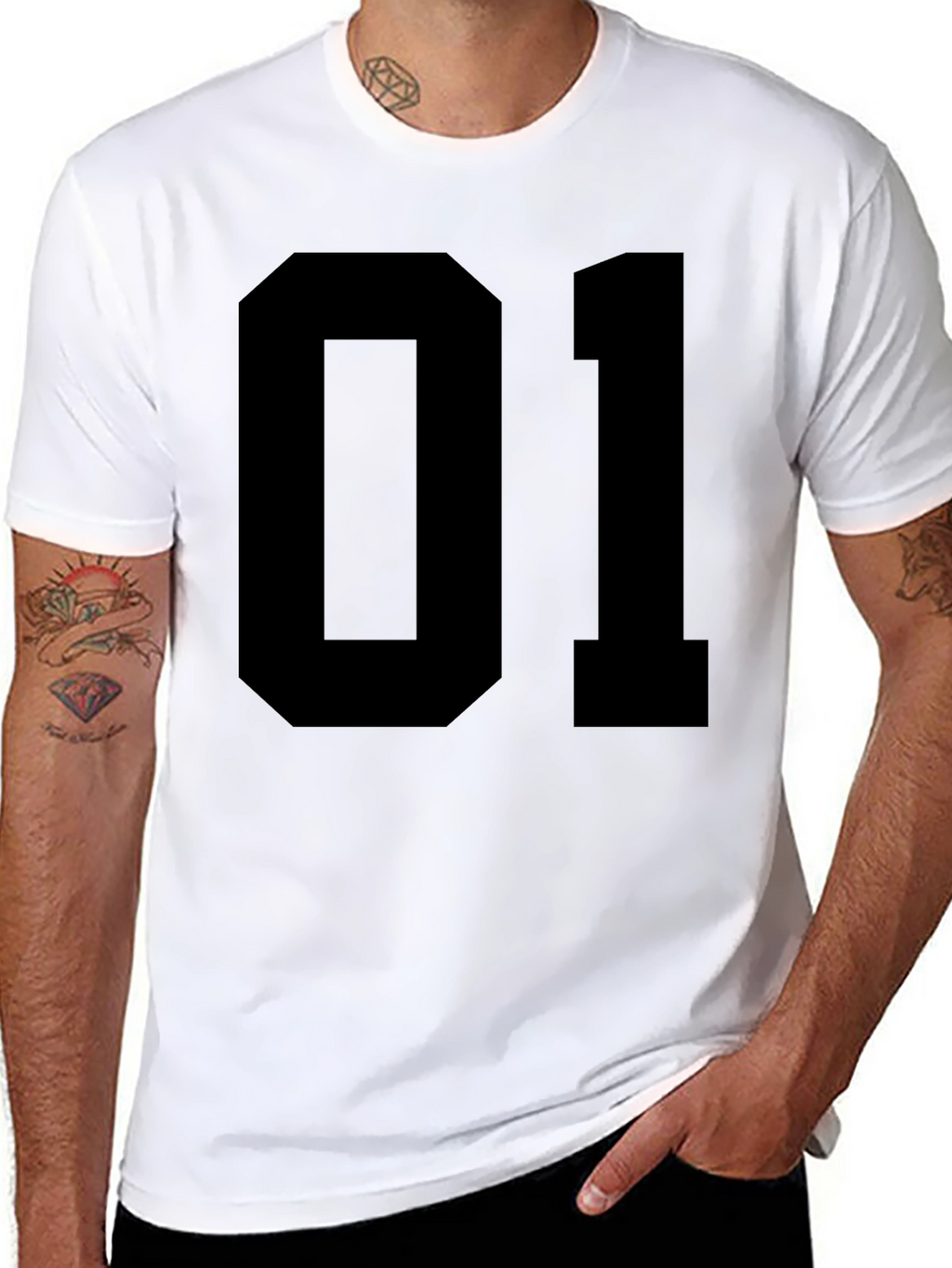 Black T-Shirt with Bold 01 Graphic