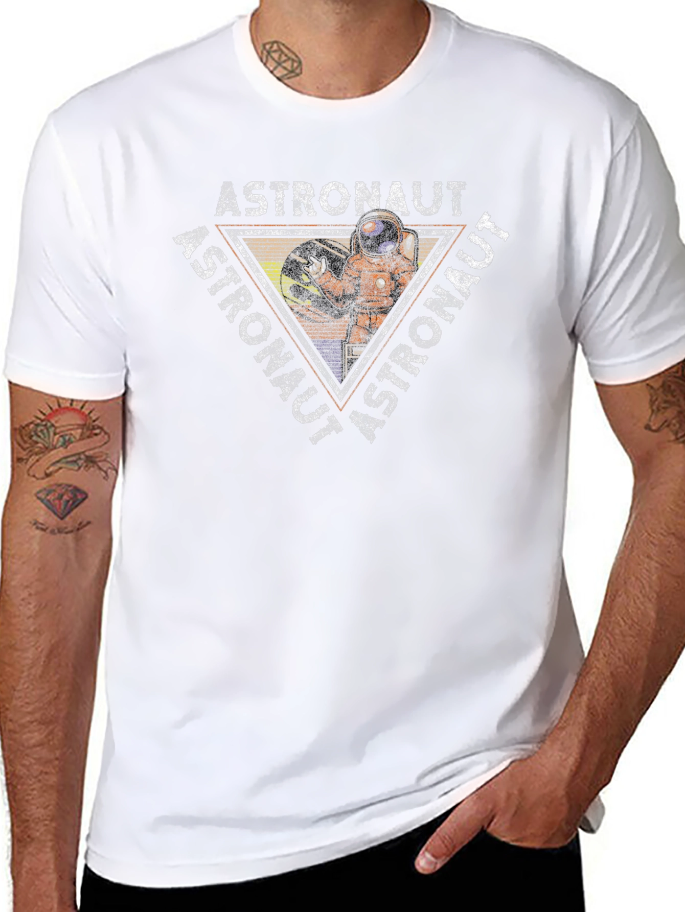Astronaut Graphic Print Black T-Shirt