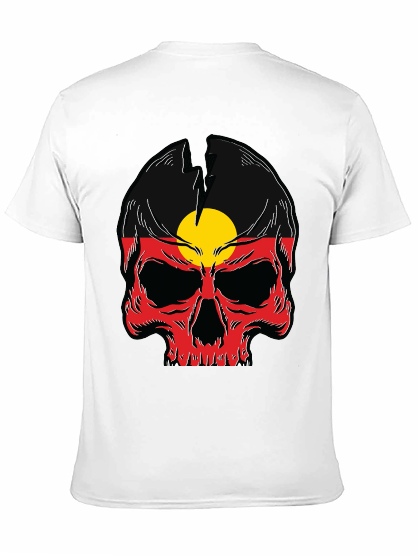 Aboriginal Flag Skull Graphic Tee - Black Cotton