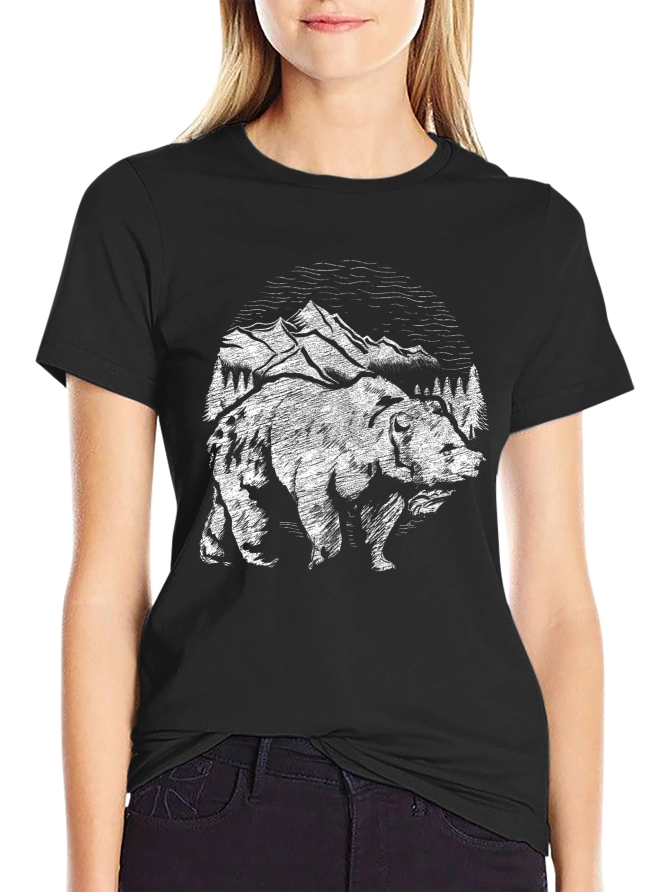 Black Bear Mountain Graphic T-Shirt - Nature Adventure Tee