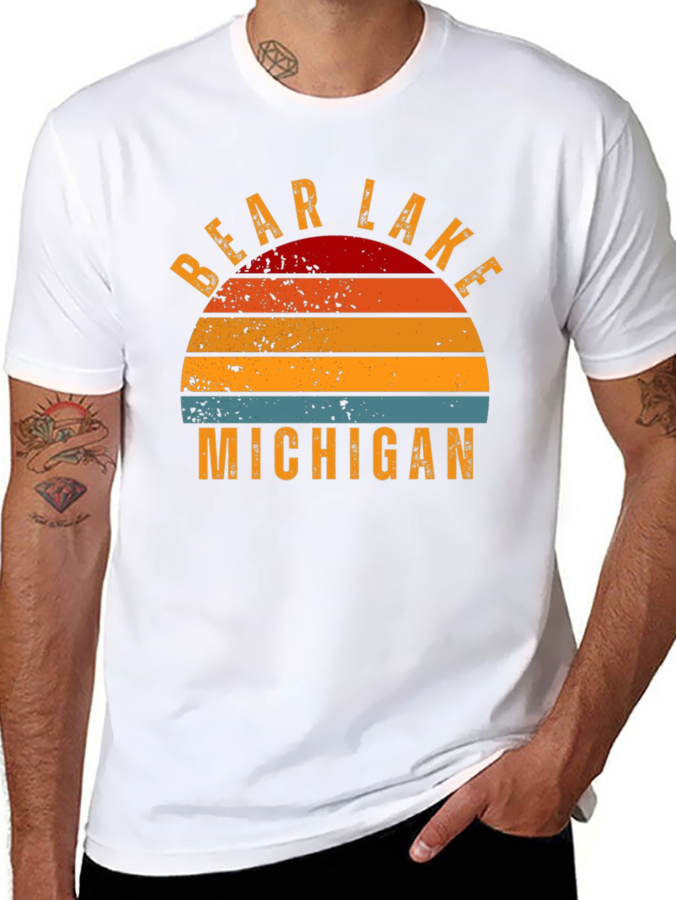 Bear Lake Michigan Retro Graphic T-Shirt
