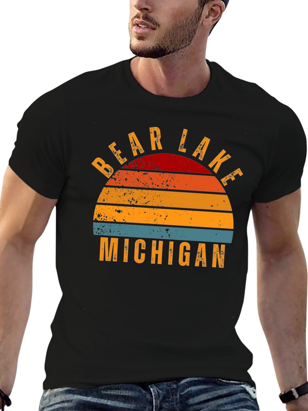 Bear Lake Michigan Retro Graphic T-Shirt