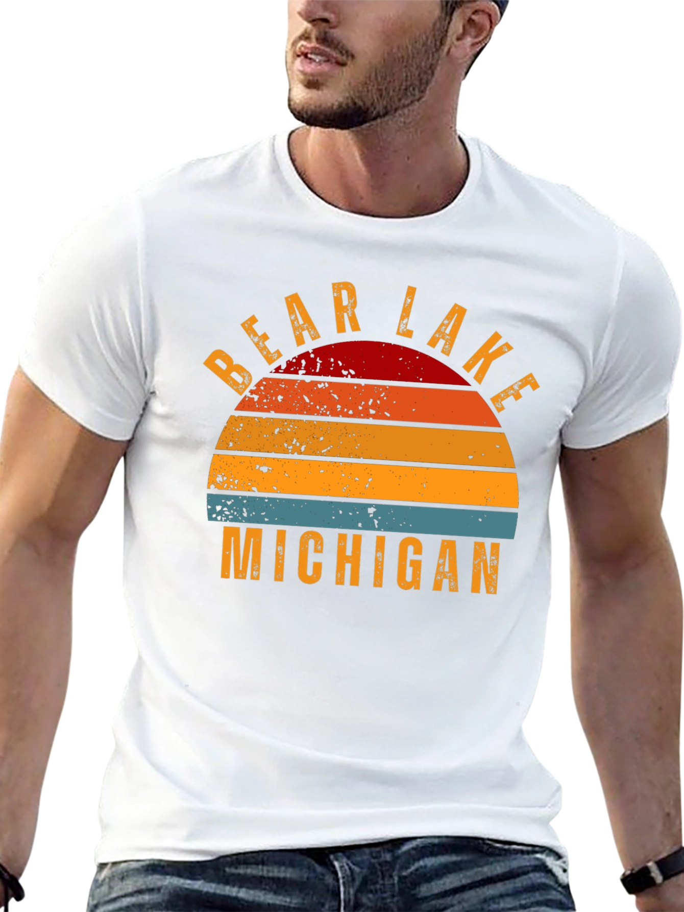 Bear Lake Michigan Retro Graphic T-Shirt