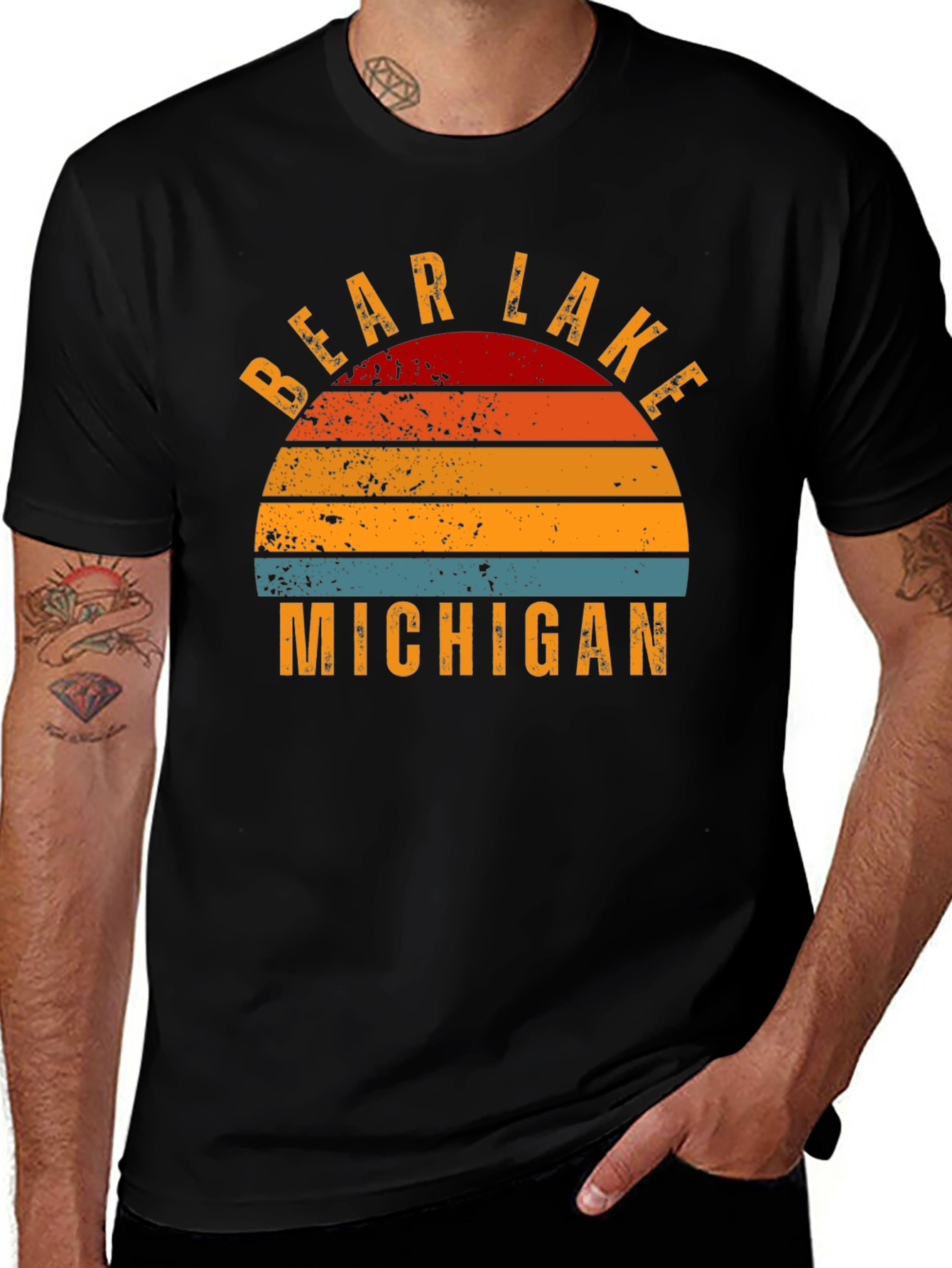 Bear Lake Michigan Retro Graphic T-Shirt