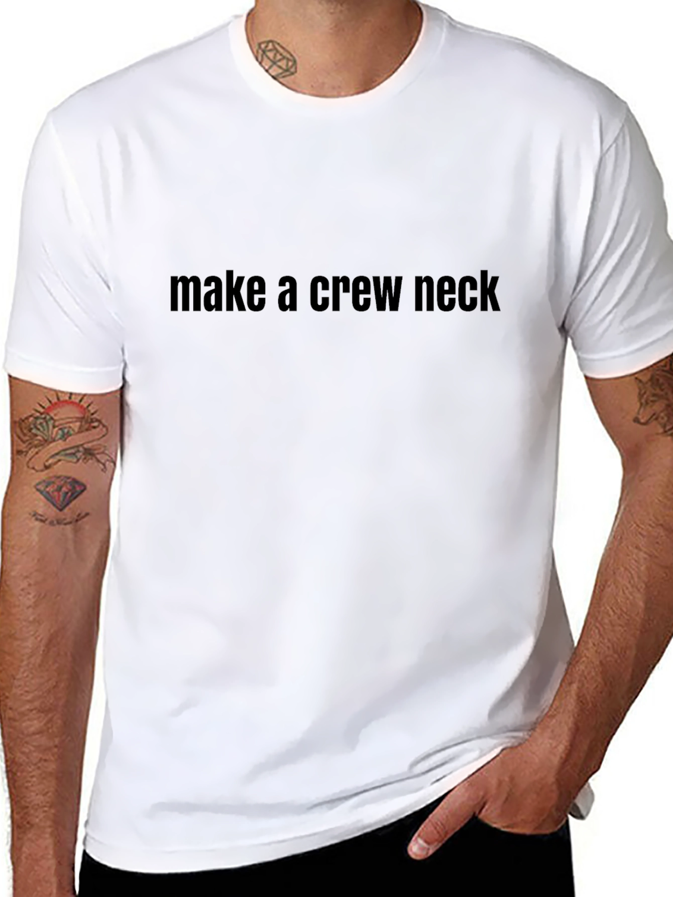 Black Crew Neck T-Shirt with Text