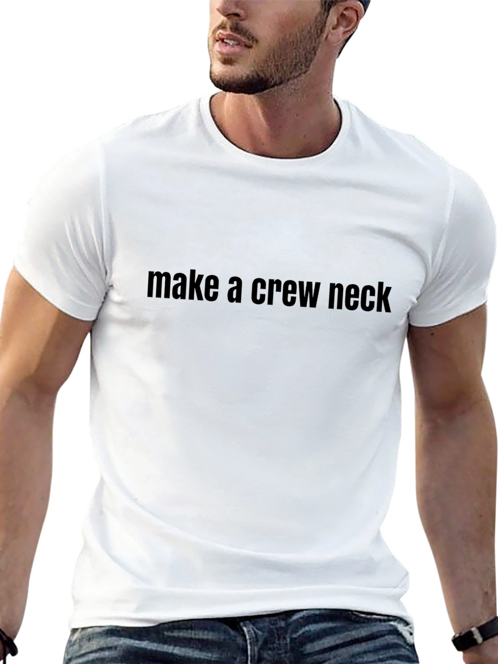 Black Crew Neck T-Shirt with Text