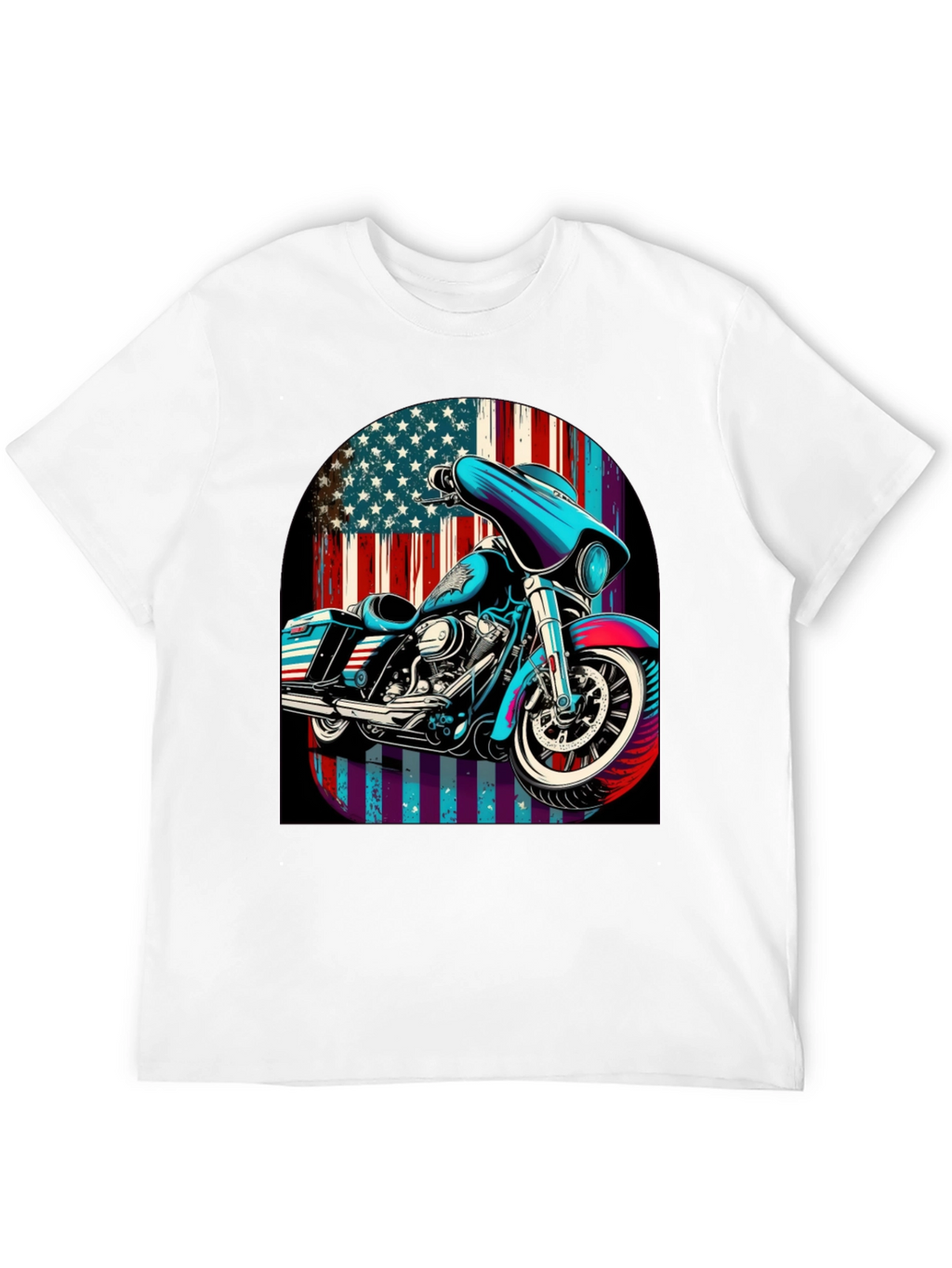 American Flag Motorcycle Graphic Tee